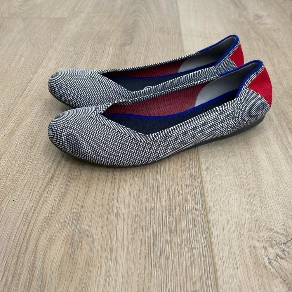 rothy’s Retired Rare Shale Cherry ribbon striped ballet flat - Picture 3 of 6